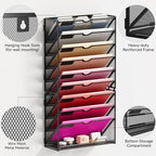 Lavatino 10-Tier Hanging Wall File Folders Organizer - Black Metal Mesh Paper Magazine Document Mail Holder File Organizer for Office School Home Wall Mount or Desk Supplies Organization - Image 3