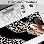 Black Large Gaming Mouse Pad - 31.5x11.8, Ergonomic Memory Foam Wrist Rest Support, Non-Slip Base, Leopard Design - Image 5