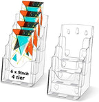 Crtiin 2 Pack 4 Tier Acrylic Brochure Holder 6 X 9 Inch, Clear Display by Crtiin