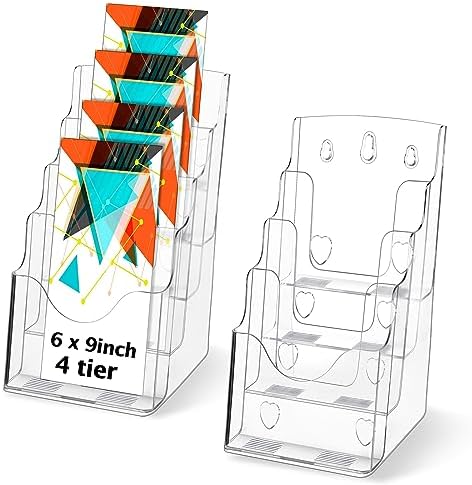 Crtiin 2 Pack 4 Tier Acrylic Brochure Holder 6 X 9 Inch, Clear Display by Crtiin