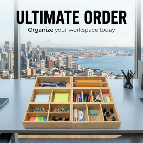Bamboo Drawer Organizer with Removable Dividers, Fits Kitchens, Bathrooms, Desk, Utensil, Makeup (Natural, S) - Image 5