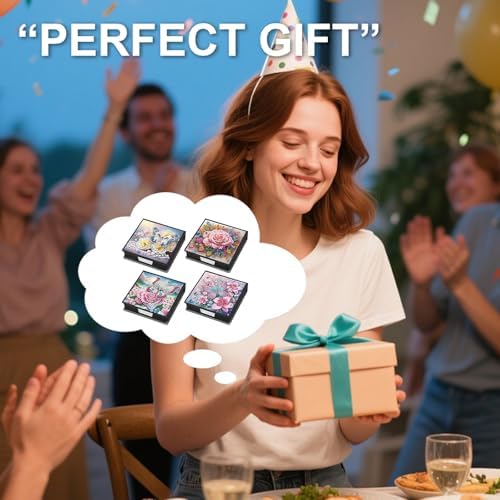 4PCS Diamond Art Painting PU Notecard Box DIY Craft Sticky Note Box with 160 Sheets of Paper Sticky Note Holder for Living Room Home Office Decoration for Adults Beginners Desk Organiser(Butterfly) - Image 6