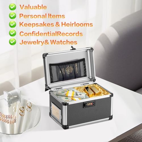 10.2 x 7 x 7.5 Inch Combo Lock Storage Box - Portable Safe for Valuables, Cash, Documents & Medicine | Heavy-Duty & Childproof | Home, Office, Travel Use (Black) - Image 5