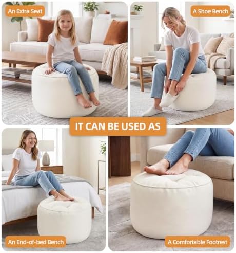Hobestluk Round Oversized Ottoman Foot Leg Rest Under Desk for Couch - Image 6