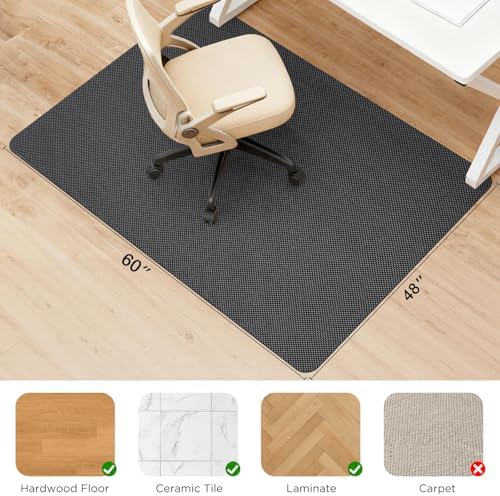 Sycoodeal Chair Mat, 48" x 60" Office Chair Mat for Hardwood and Tile Floor, Heavy Duty Floor Protector for Rolling Chairs, Non-Slip,Computer Mat for Home Office(Grey) - Image 2