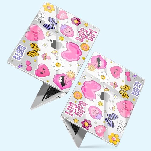 Case for MacBook Air 13.6 Inch M5 2026 M4 (2025) M3 (2024) & M2 (2022) - Coquette Aesthetic Clear Hard Shell Skin 6-in-1 Bundle with TPU Keyboard Cover, 2X USB-C Adapters, Y2K Pink Collage - Image 2