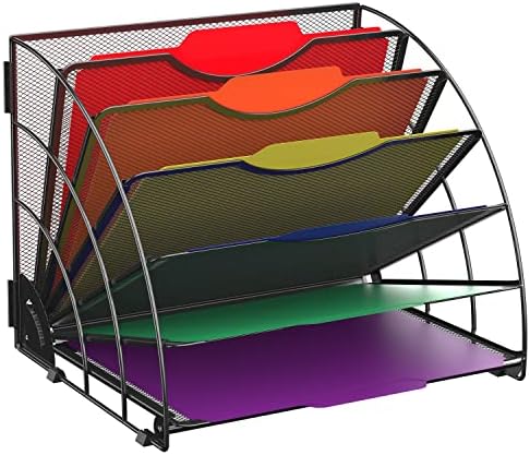 SUPEASY Fan Shaped Desk File Organizer, 6-Compartment File Holder for Desk by SUPEASY