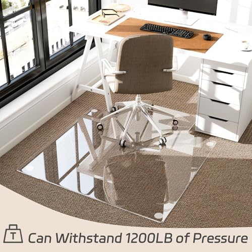 36" x 48" Irregular Tempered Glass Office Chair Mat, Floor Mat for Carpet - Image 4
