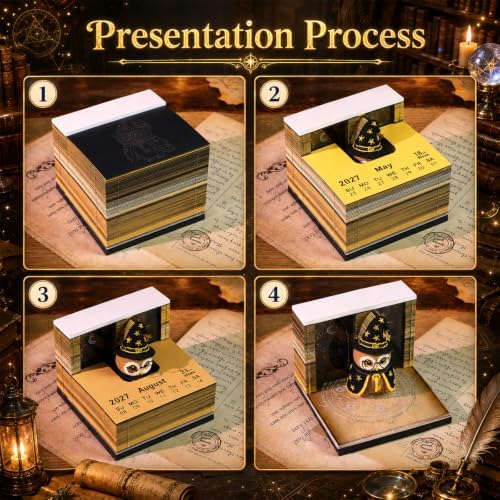 Time Piece Calendar 2027, 3D Sticky Notes Magic Owl Weekly Desk Calendar - Image 3