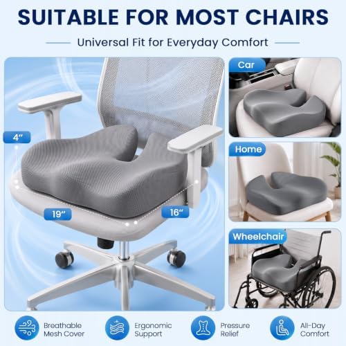 Seat Cushion, XL Large Memory Foam Cushion for /Office Chair/Car/Wheelchair - Image 6
