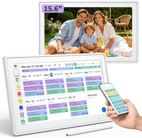 Digital Calendar, 15.6" HD Touchscreen Family Calendar Organizer, Smart Family Planner with Chore Chart, Meal Planner, To-Do List & Digital Photo Frame, White by Unknown