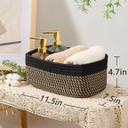 MiniArk Small Storage Baskets for Organizing | Closet Organizer Bins | Shelf Toy Basket | Woven Rope Baskets | Cube Decorative Box | Shallow Basket | 11.5x7.5x4.7” | 4 Packs Black Brown - Image 3