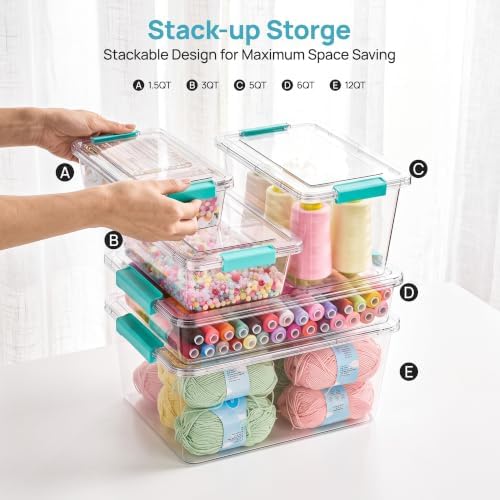 Vtopmart 6 Pack 12 Qt Clear Craft Storage Bins with Lids and Latches - Image 5