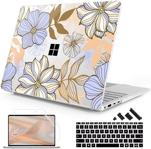 Mektron Case for 13.8" Microsoft Surface Laptop 8/7 (2026/2024) Surface Laptop 13.8 Inch Cover Fits Model 2036, Keyboard Cover +Screen Protector +Dust Plugs, Abstract Floral by Mektron