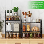 Expandable Storage Shelf, Stackable Organizer Rack, Black Large 3 PK - Image 6