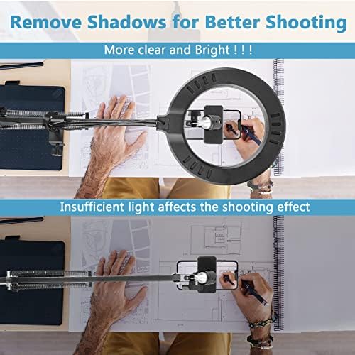 ChromLives Overhead Phone Mount with Ring Light, Overhead Tripod Phone Holder Mount for Video Recording, Flexible Articulating Arm Overhead Phone Stand Top Down Camera Mount with Light - Image 2