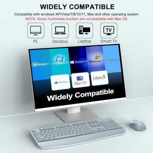 Wireless Keyboard and Mouse Combo, ULSOU 2.4G Full-Sized Ergonomic Computer Keyboard with Wrist Rest and 3 Level DPI Adjustable Wireless Mouse for Windows, Mac OS Desktop/Laptop/PC(Grey) - Image 7
