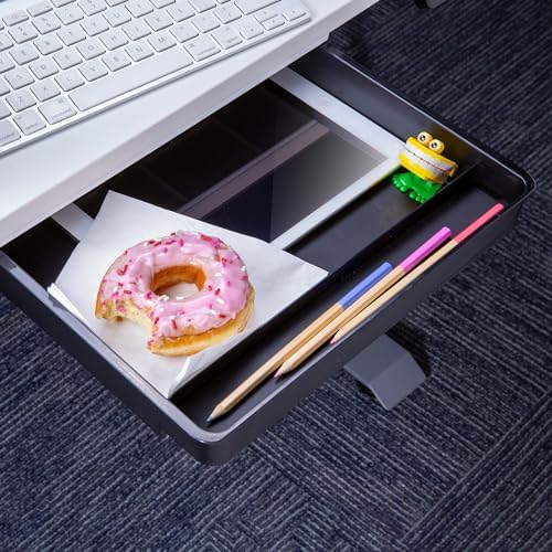 Officemate Large Self-Adhesive Under Desk Drawer, Black, 12.5" x 10.75" x 1.875" (22552) by Officemate