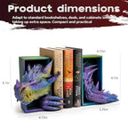 Dragon Bookends Ornaments, Gothic Fantasy Bookends, Book Lovers Unique Resin Shelf Holder Set, Functional Resin Animal Statue Sculpture Book Holder for Home Office Bookshelf（Gold） - Image 2