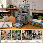 Rolling Teacher Bag With Wheels, Tote Organizer With Detachable Trolley - Image 6