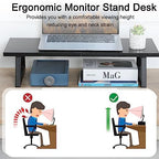 TEAMIX 24 inch Monitor Riser for Desk, Wood & Steel Computer/TV Stand Black - Image 4