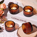 HAVITI 96 Pack Amber Tealight Candle Holders, Glass Votive Candle Holders Fall Decorations for Home Table Fall Wedding Centerpieces, Party Supplies and Vintage Decor - Image 3