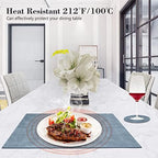 Faux Leather Placemats Set of 6,Heat Resistant Placemats for Dining Table, Easy Clean Non-Slip Place Mats, Waterproof Stain Resistant Wipeable Washable PU Table Mats, (Blue) - Image 3