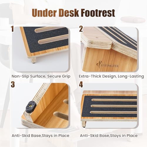 StrongTek Under-Desk Footrest, 4.5 in High, Non-Slip, 300 lb, Office Use - Image 5