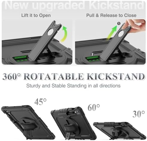 SEYMAC stock Case for Samsung Galaxy Tab S10+ Plus/ S9 FE+ Plus/ S9+ Plus 5G Tablet Case 12.4'' Protective with Screen Protector, Pen Holder, 360 Rotate Stand, Hand Strap, Shoulder Strap, Black1 - Image 4