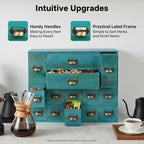 14 Drawers Apothecary Drawers Card Catalog Cabinet,Wooden Storage Box with Drawers,Library Card Catalog Cabinet for Desktop Organizer,Blue - Image 4