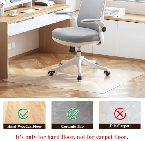 Office Chair Mat for Hard Floors - 47''×47'',Heavy Duty Clear Wood/Tile Floor Protector PVC Transparent - Image 2