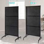 NectaCol 3'x 6' Pegboard Display Stand with T-Base, Metal Peg Board Display Stand with Wheel, Standing Pegboard Display with 20 Pieces Hooks, Black - Image 6