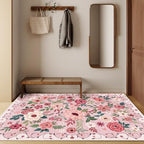 DUKINO 4x6 Area Rug, Floral Washable Rug Non Slip Office Chair Mat, Pink - Image 3
