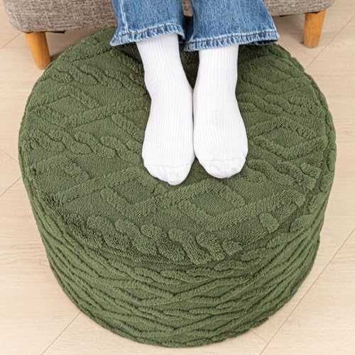 Round Foam Stuffed Pouf Ottoman Seamless All-One Foam Ottoman Foot Rest - Image 3