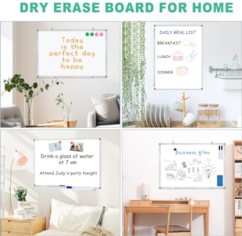H-Qprobd 3' x 2' Whiteboard Dry Erase White Board for Wall 36x24 (2pcs) Magnetic Boards for Office Classroom & Home, Small Wall Whiteboard Including 6 Markers, 20 Magnets, 2 Erasers - Image 4