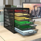 Natwind Mesh Desk Organizer with 6 Tier Sliding Drawers,Black - Image 3
