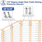 CKE 120 Pack T316 Stainless Steel Protector Sleeves for 1/8" Wire Rope Cable Railing, Marine Grade Protective Sleeves Deck Cable Railing Kit for Wood Posts DIY Balustrade, CR01 - Image 6