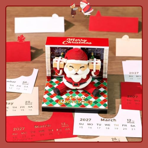 3D Calendar 2027,Time Piece Calendar 2027,3D Memo Pad,Tear Away Calendars,Santa Claus Sculpture Desk Calendars,3D Art Notepad Calendars,Christmas Gift,New Year Gift (Santa Claus) - Image 6