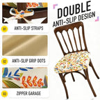 SUNROX Cooling Gel Memory Foam Chair Cushions, 2.6" Thick U-Shaped Dual-Layer Comfort Dining Chair Pads, Non Slip Seat Cushion with Ties for Indoor Kitchen Office 17"x16" Set of 4, Beige Floral Leaf - Image 6