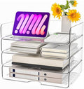 Paper Organizer Letter Tray, 4-Pack Acrylic File Organizer, Clear by EndlessStorage