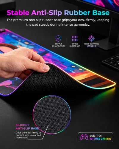RGB Mouse Pad XXL Gaming Desk Mat 19 Light Modes, 35.4 x 15.7IN - Image 6