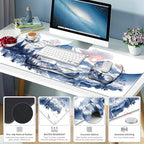 4 in 1 Large Mouse Pad, Keyboard Wrist Rest Set, Ergonomic Mouse Pad with Wrist Support, Desk Mat with Stitched Edges Extended Desk Pad Waterproof Desk Mat for Home Office Game I Snowy Mountain Sun - Image 5