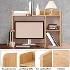 Briwooody Dorm Desk Bookshelf Desk Hutch Organizer with 5 Shelves and 3 Tier Desktop Hutch Storage Organizer for College Dorm Home Office Supply, 32.5 x 23.5 x 8 Inch(Bamboo and Wood) - Image 4