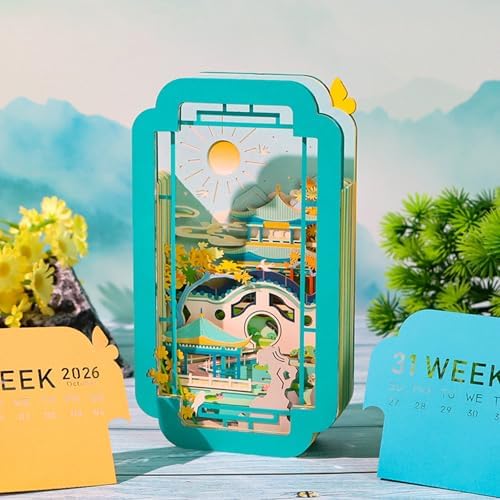 3D Art Calendar 2026,3D Memo Pad Creative Time Piece Calendar The Limit of Spring Day Rip Away Paper Carving Multi-color DIY Note - Image 4