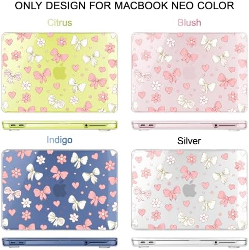 May Chen Compatible with MacBook Neo 13 inch Case 2026 Model A3404, Plastic Hard Shell,Keyboard Cover,Screen Protector,Dust Plug, for MacBook Neo 13" with A18 Pro Chip, Ribbons Girly - Image 4