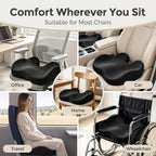 Sytopia Extra Large Office Chair Cushion, 19" x 17" Ergonomic Memory Foam Seat Cushion, Pressure Relief for Tailbone Pain, Sciatica & Hip Pain, Booster Pad for Sitting & Driving, Extra Cover (Black) - Image 6