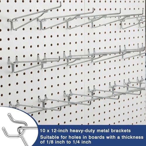 Shimeyao 10 Pcs 12 Inch Pegboard Shelf Brackets, Silver - Image 3