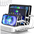 MSTJRY Charging Station for Multiple Devices : 6 Port USB Charger Stations - Family Multi-Device Organizer Charging Dock - Designed for iPhone iPad Android Cell Phone Tablet and Electronic, White by MSTJRY