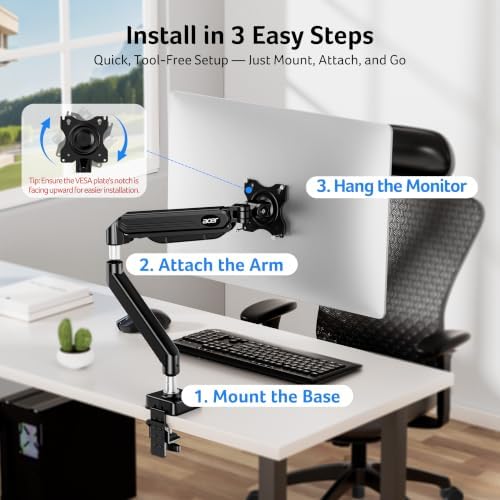 Acer Single Monitor Mount, Fully Adjustable Monitor Arm Fits 17-34" Screens - Image 6