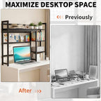 IBVIVIC Desktop Shelf, 38.5'' Desktop Organizer Shelf for Computer Monitor, 4 Tier Hutch Storage Rack for Home Office Dorm, Black - Image 4
